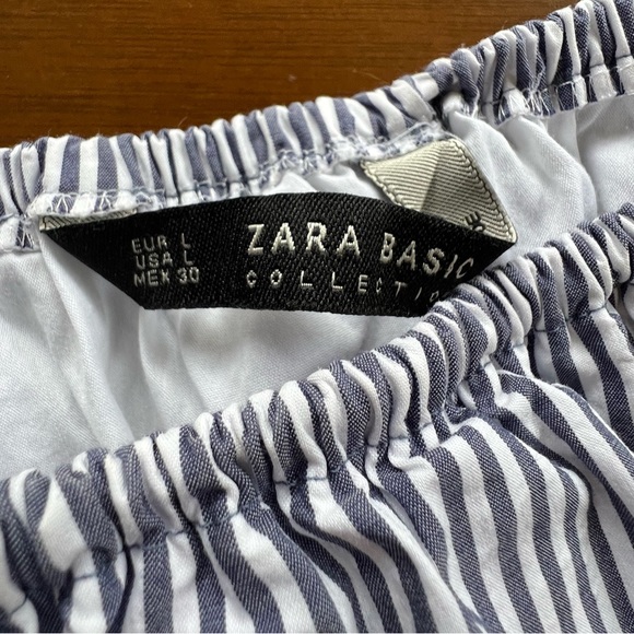 ☎️ Zara Basic Ruffle Sleeve Boat Neck Stripe Crop Top Tank - Picture 3 of 5